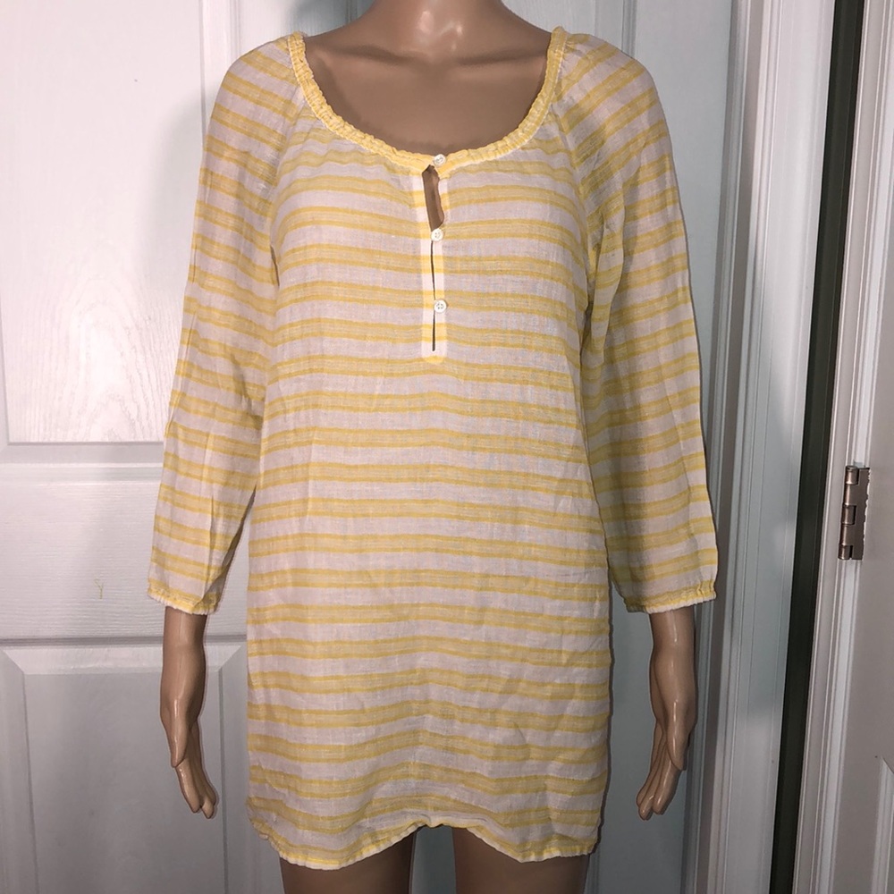 J.Crew factory yellow and white top. XS